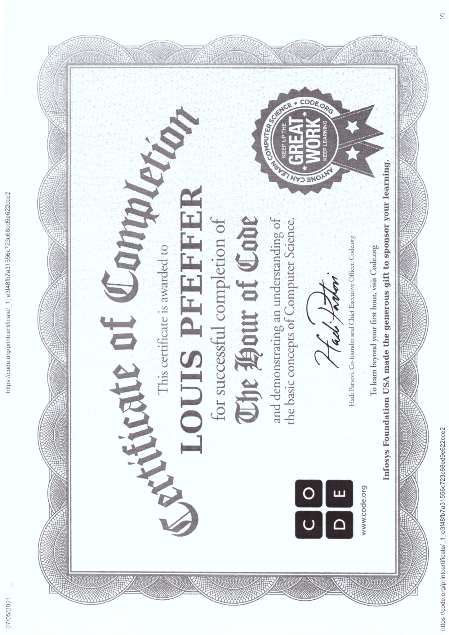 Certificate 1